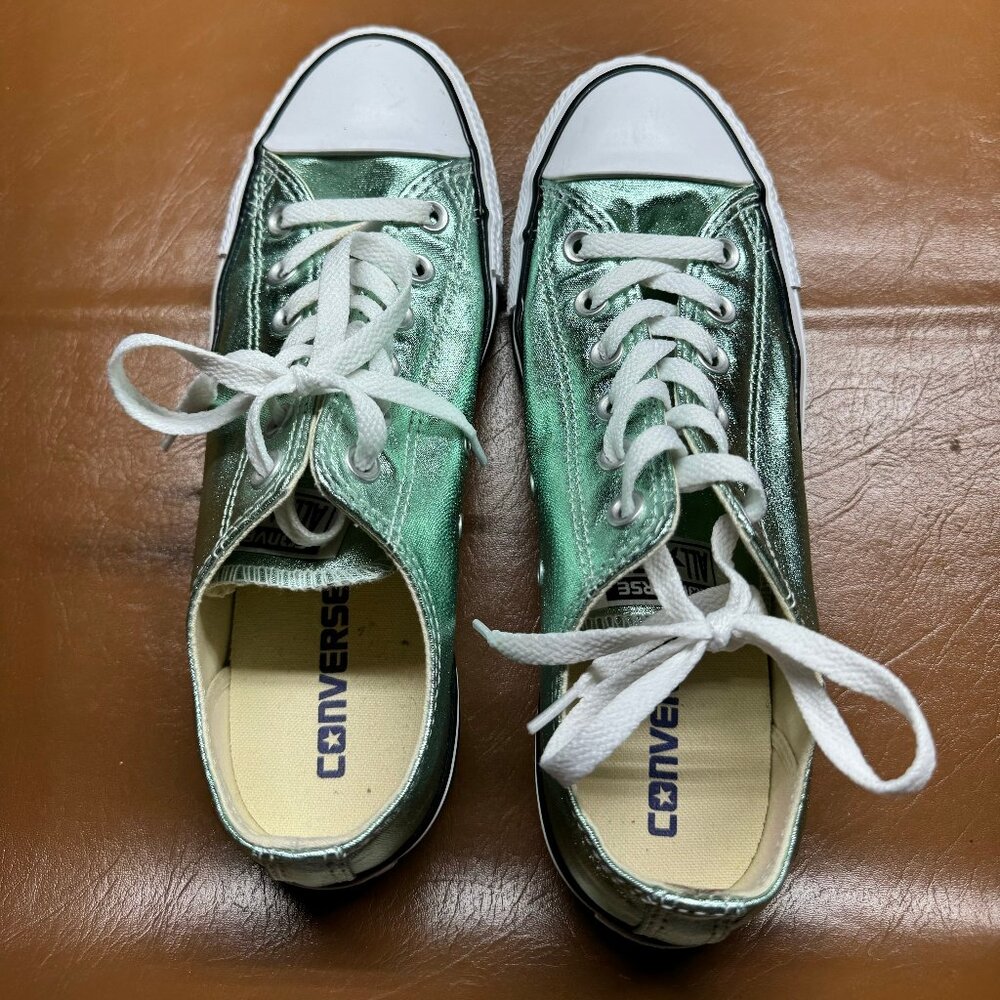 Converse All Star Metallic Green Sneakers Size 8.5 (unisex)